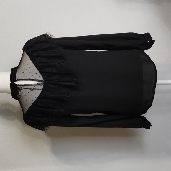 Molly Braken Black Lace Top Size Small Long Sleeve NWT - Picture 6 of 11